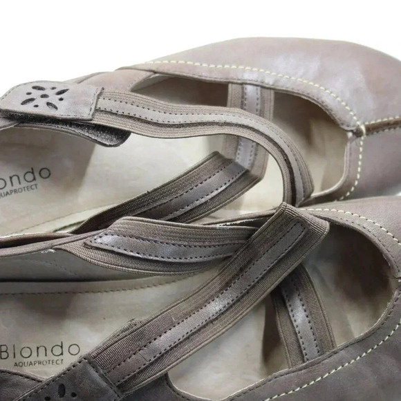 Blondo Small Wedge Leather Upper Ballet Flats w/ 2 Elastic Cross Straps Sze 7.5W - Picture 11 of 15